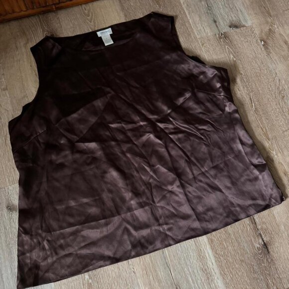 Nordstrom Intimates Brown 100% Silk Blouse Top Size 1X - Picture 2 of 4